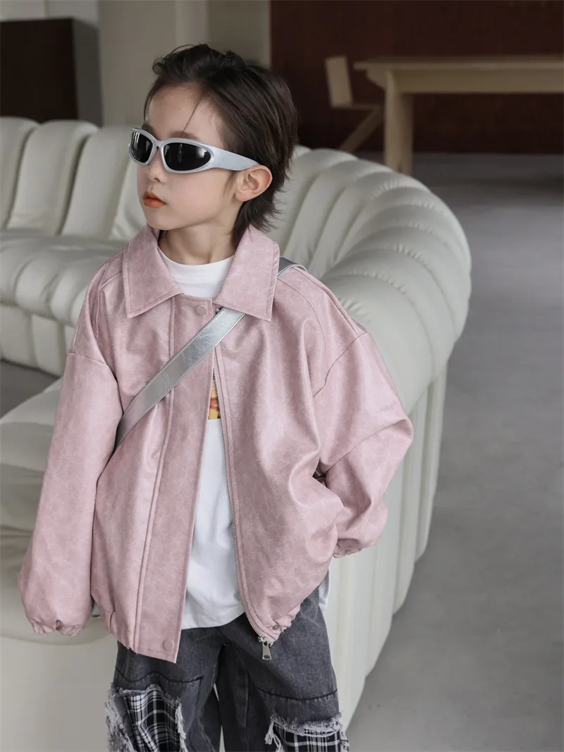 

Children's clothing boys' autumn jacket autumn 2023 new children's leather jacket autumn jacket boys' clothing