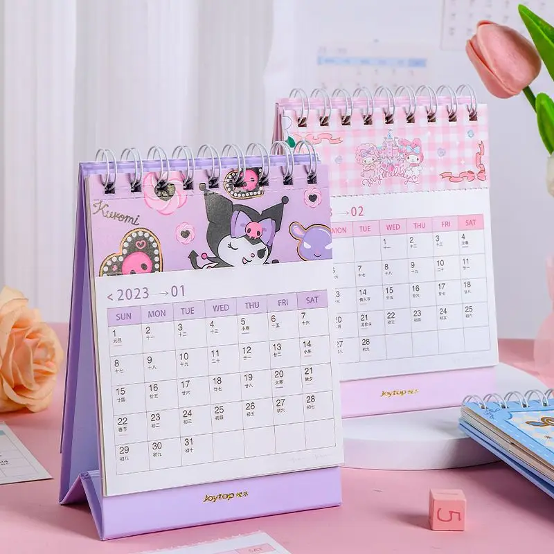 

2023 New Kawaii Sanrios Calendar Cute Kuromi My Melody Cinnamoroll Cartoon Desktop Calendar Room Decorative Plush Toys Gift