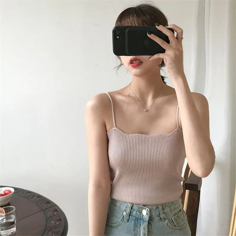 

Однотонная Спортивная майка в рубчик Y2K, женская модная базовая майка, сексуальная майка, повседневная женская одежда, корейский черный топ ...