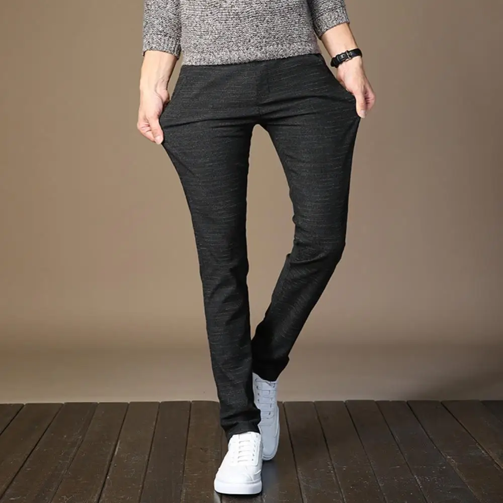

2023 Autumn Upscale Men Casual Pants Thick Cotton and Linen Male Pant Straight Trousers Business Plus Size