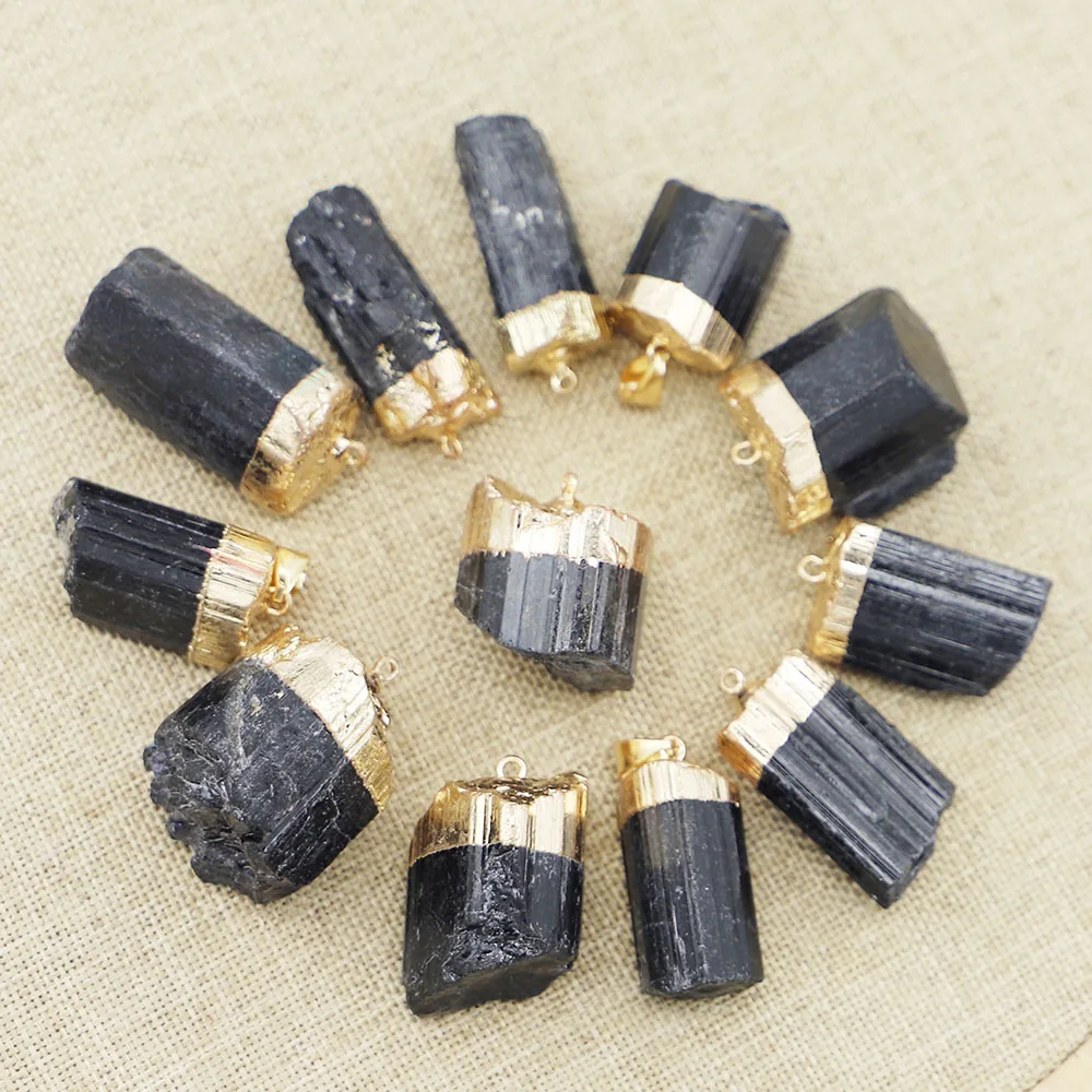 

Natural Stone Black Tourmaline Irregular Necklaces Pendants Healing Reiki Nunatak Raw Energy Chakra 8Pcs Wholesale Free Shipping