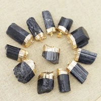 natural stone black tourmaline irregular necklaces pendants healing reiki nunatak raw energy chakra 8pcs wholesale free shipping