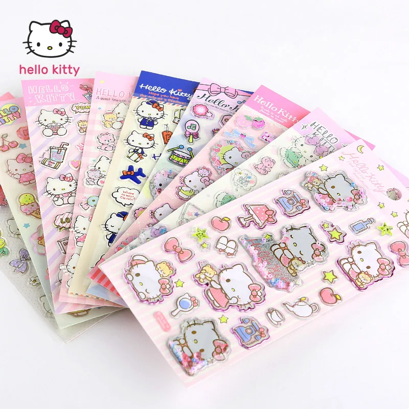 

Hello Kitty, школьный сезон, Подарочная наклейка, мультяшный стикер с тремя звездами, Алмазная наклейка с пузырьками для маленьких девочек, книга...