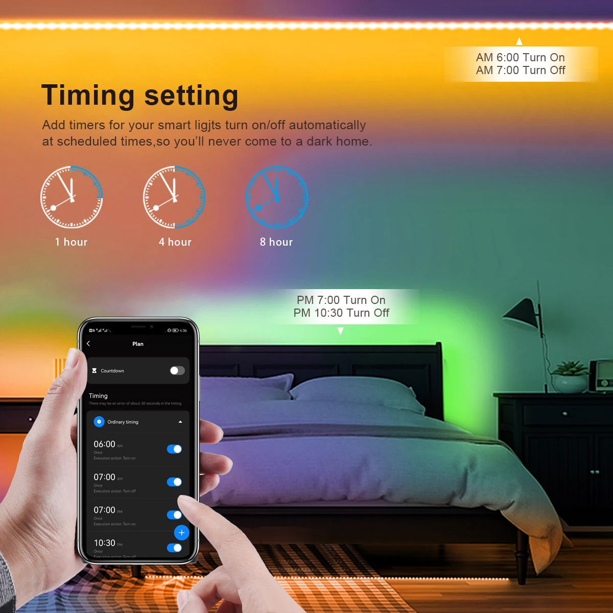 Светодиодная лента RGB Водонепроницаемая с поддержкой Bluetooth и дистанционным