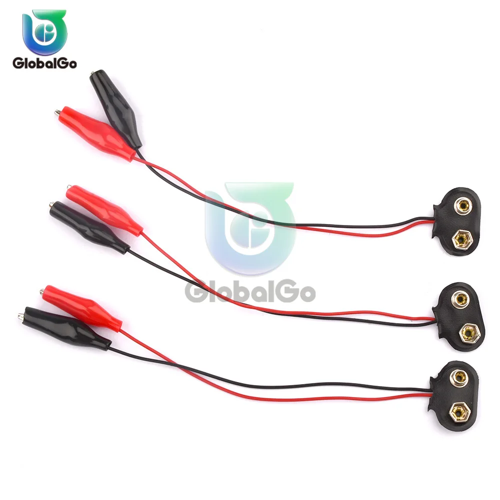 

3PCS 9V Battery Power Connector Snap Clip Adapter T-type 9 V Dual Wire Holder Cable 9Volt 18cm Lead Socket Plug with Alligator