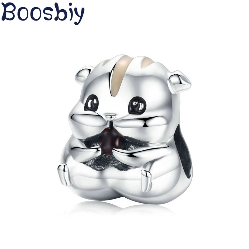 

2Pcs/Lot New Design Cute Hamster Charm Beads Fit European Style Silver Plated Charm Bracelet DIY Fashion Brand Jewelry Gift