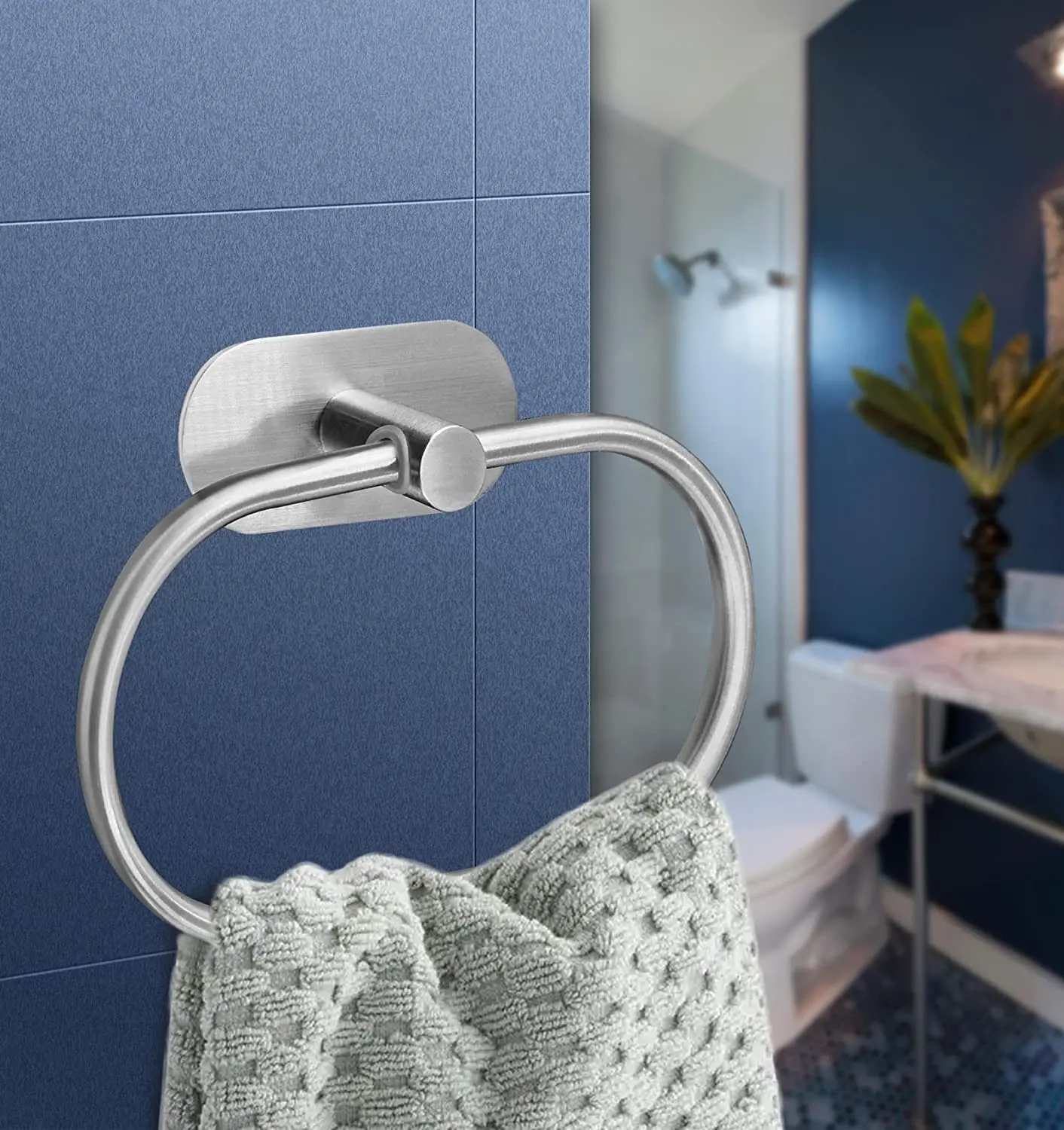 

Stainless Steel Bathroom Towel Ring Chrome Towel Holder Round Towel Ring Free Nail Bath Towel Rack Bathroom Accessories