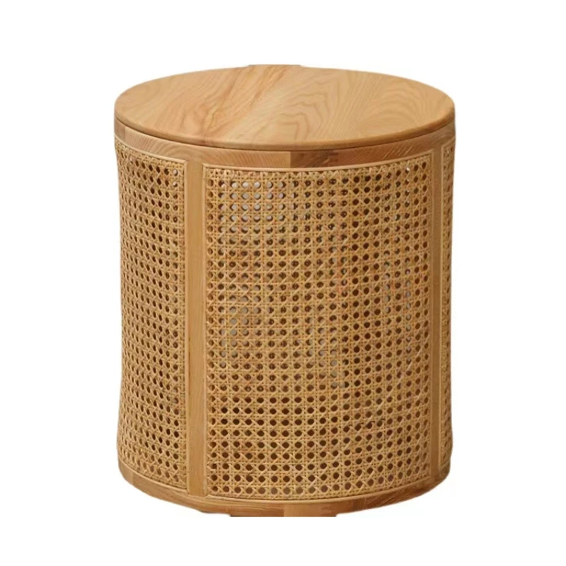 

Modern living room garden rattan coffee table solid wood round coffee table designer side table