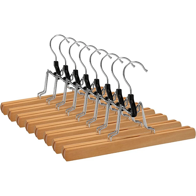 

8PCS Wooden Stretcher Clamping Hanger Non-Slip With Swivel Hook, Bedroom Clothes Organizer