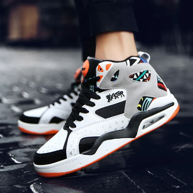 Damyuan 2022 Men's High Top Sports Trainers Antiskid Wear-resistant Youth Basketball Shoes Safety Protective Ankle Plug Size 46