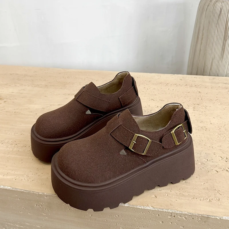 Женская обувь на платформе осенние лоферы меху женская без шнуровки сабо новые