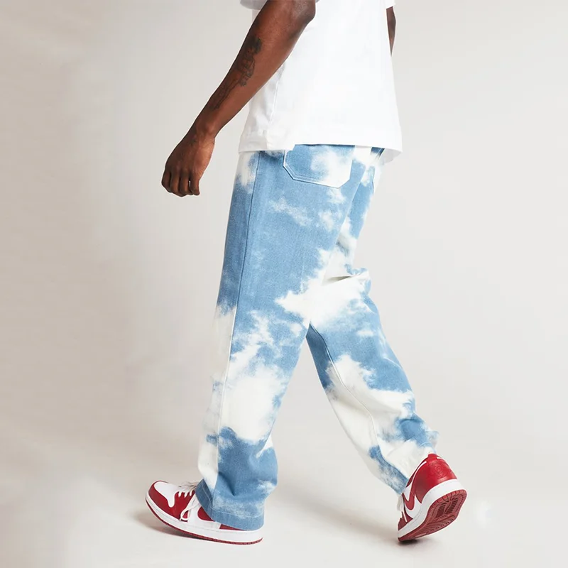 

Summer New Tie-dye Ombré Men Jeans Fashion Casual Male Wide Leg Pants Minimalism Straight Loose Denim Pants