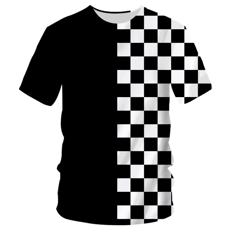 

Футболка мужская с круглым вырезом, модный топ в стиле хип-хоп, Свободная Повседневная рубашка с простым рукавом, крутая в клетку, 3D