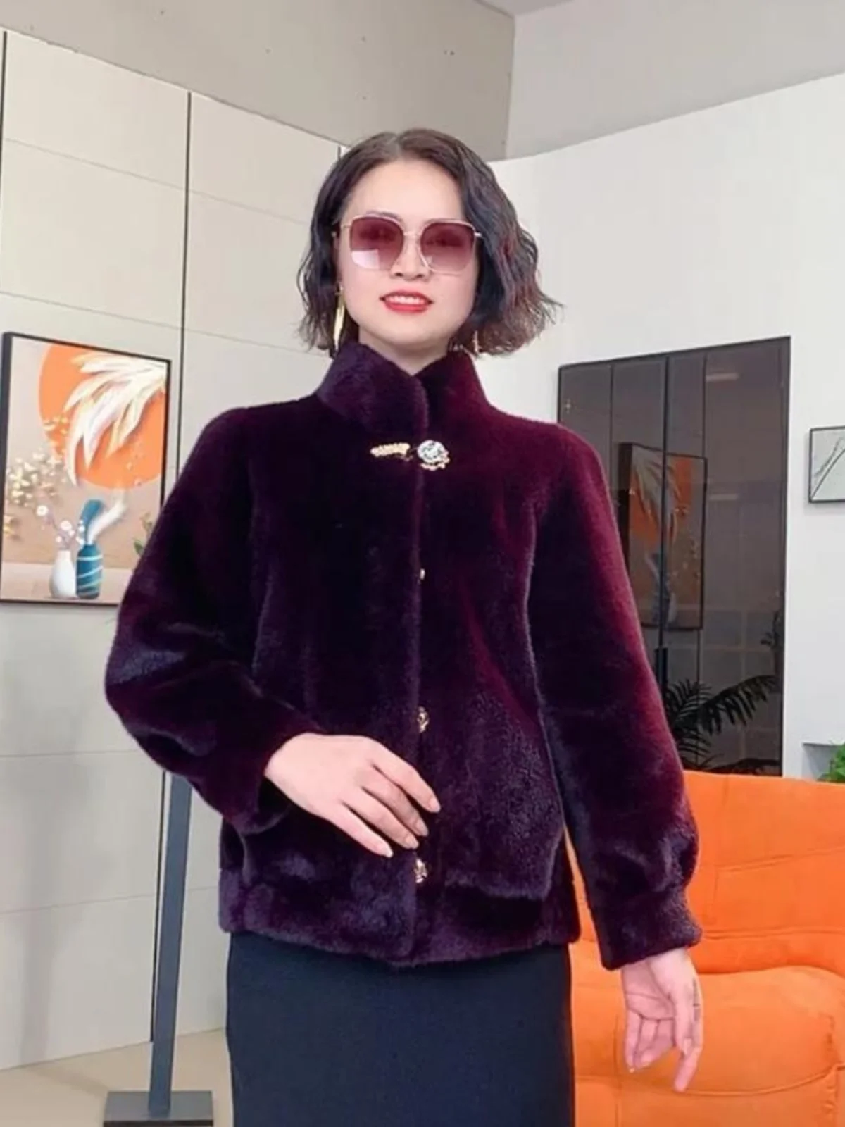 Mom's Autumn and Winter Fur Outerwear Short Western Sle Mink Velvet Top Middle-Aged Elderly Women's Clothes ...