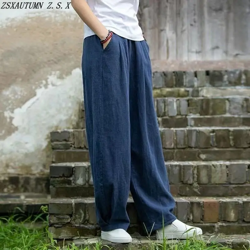 

Chinese Cottonhemp Baggy Casual Harem Pants Women Classic Vintage High Waist Slim Slacks Trousers Female Elastic Waist Pantalon