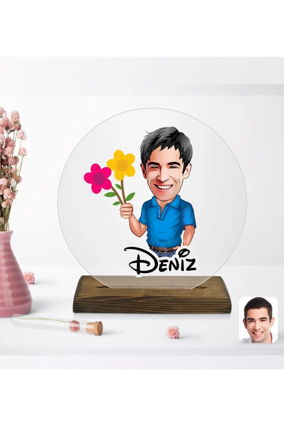 

Personalized Hijab Family Family miniature Round Wooden Stand trinkets-2