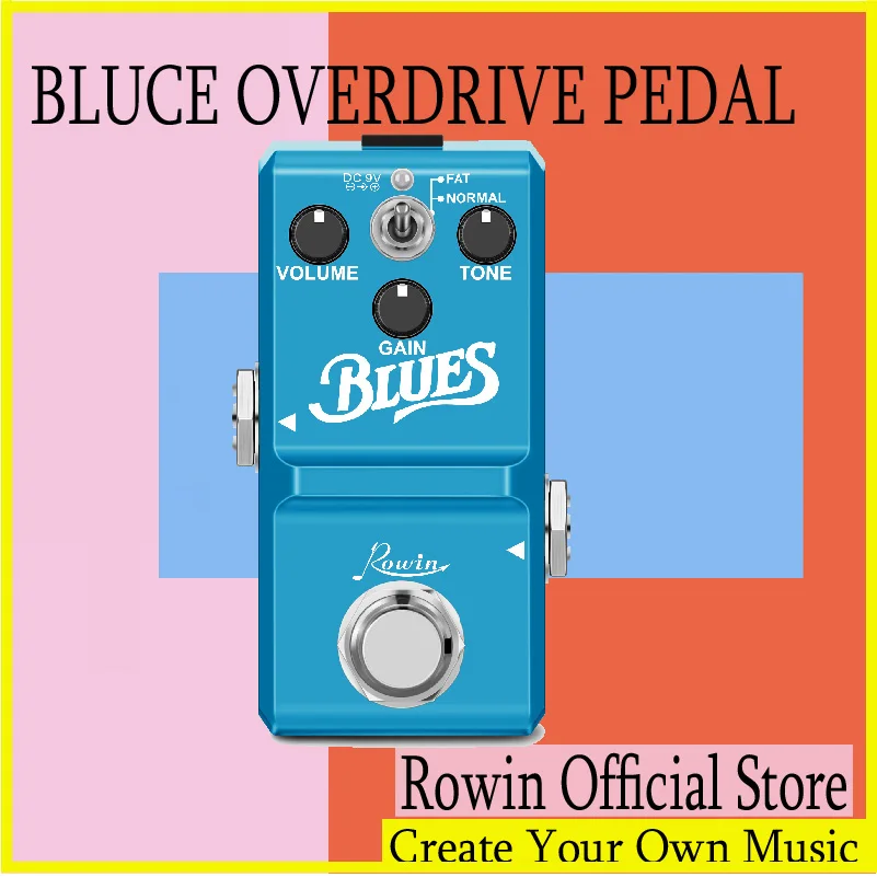 

Rowin LN-321 BLUES Mini Overdrive Guitar Effect Pedal Ture Bypass Full Metal Case With Fat And Normal Modes