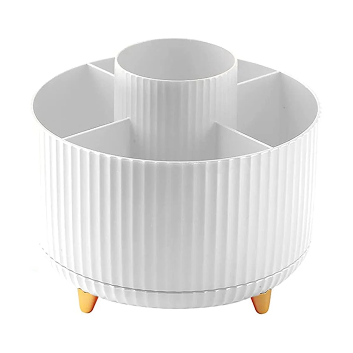 

5 Slots 360°Degree Rotating for Desk, Cute Pencil Cup Pot for Office, School, Home, (White)