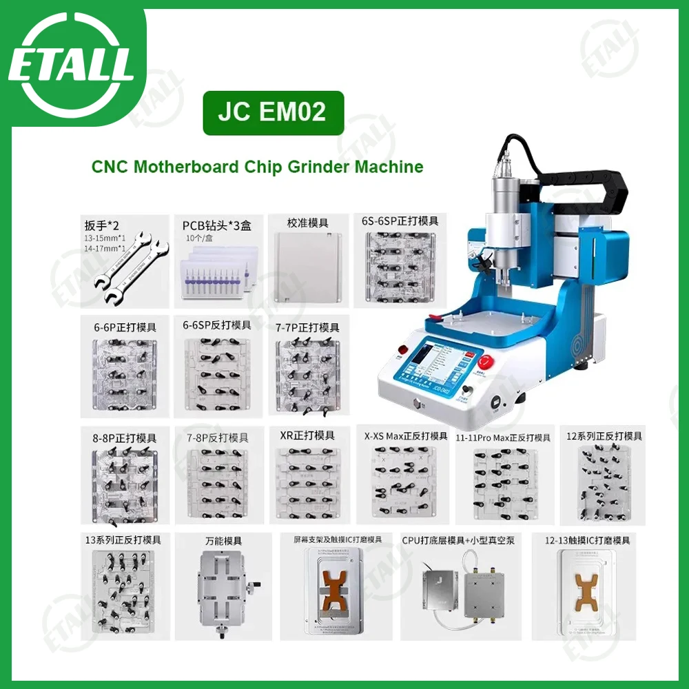 

Плата JC EM02 CNC для измельчения чипов материнской платы с поддержкой ножки WIFI полностью автоматическая шлифовка для IPHONE 6-14 Promax