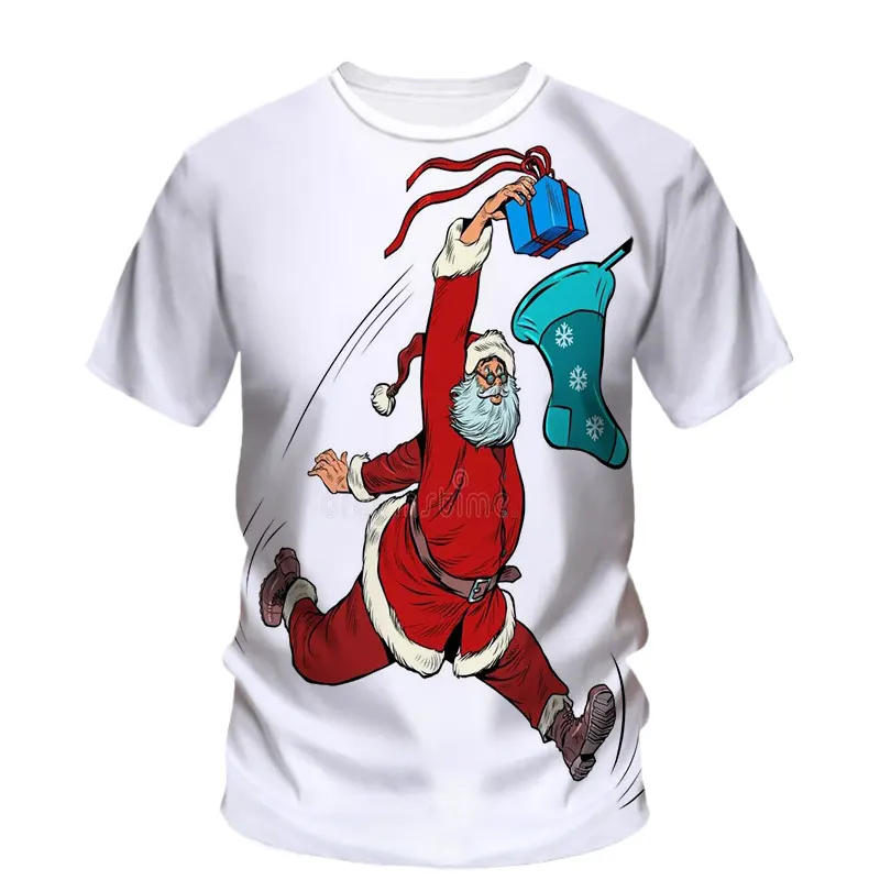 

Fashion Trend T Shirt For Men Santa Clau Printing Pattern O-neck Comfortable Short Sleeve Quick Dry Large Size T-Shirts Clothing