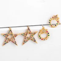 authentic fashion charm gold creative stud earrings multicolor micro pave zircon pentagram women earrings light luxury jewelry