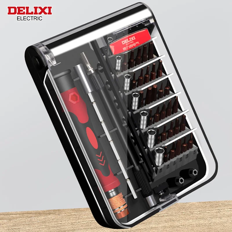 Набор электрических отверток DELIXI 45 в 1, комплект высокоточных отверток из стали S2 + CRV, с сильной магнитной адсорбцией, для домашнего ремонта телефонов, планшетов, игрушек (art.: 3920c3c2bdb06) - 3920c3c2bdb06