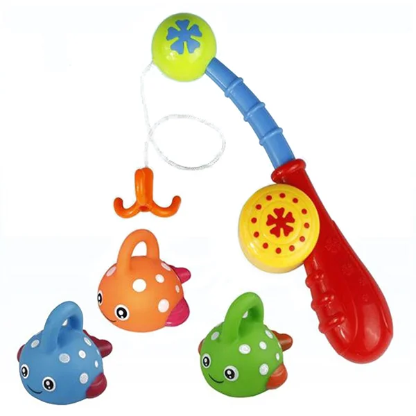 

Fishing Games Bath Toys Lovely Spotted Fish with Fishing Rod Birthday Christmas Gift for Kids Fun Time for Bathtub (Random