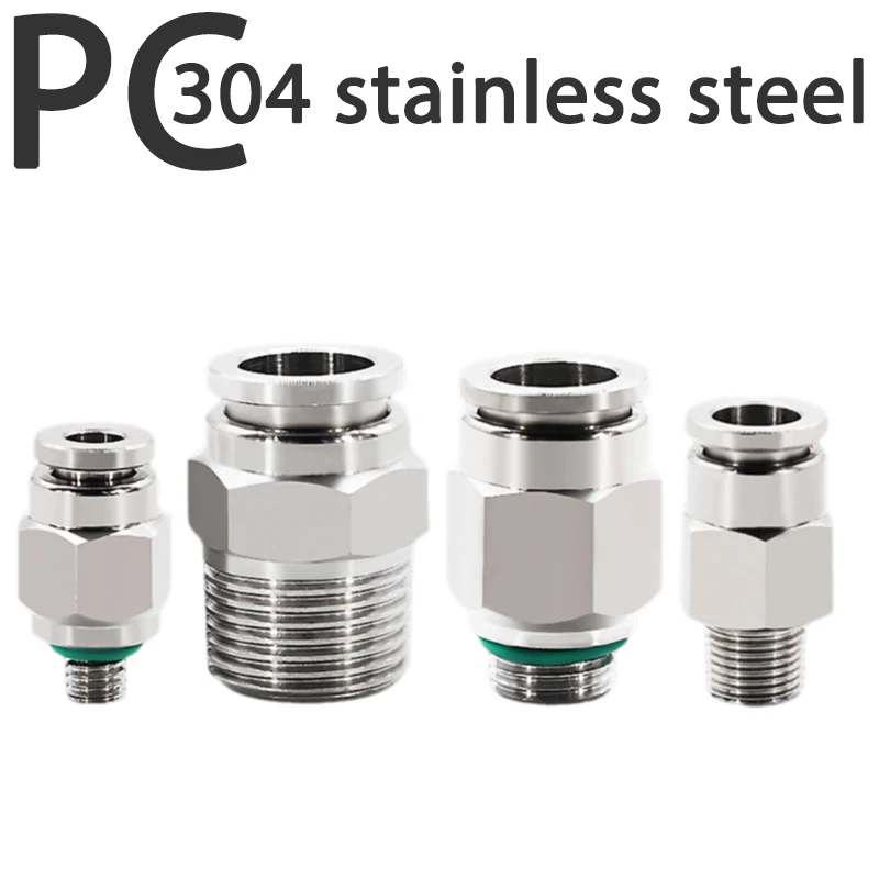 Пневматический быстрый соединитель из нержавеющей стали 304 прямой M5 1/8 &quot1/4&quot 3/8
