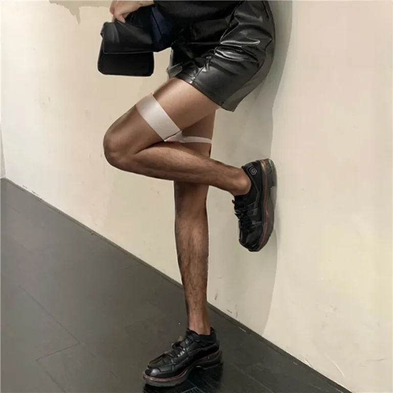 Сексуальные лоскутные тонкие черные шелковые чулки с красным краем длинные