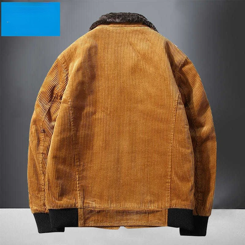 Men's Winter Jackets Plush Thickening Men's Coat Cashmere Parkas Cotton Added Men's Clothing Retro Corduroy Motorcycle Jacket