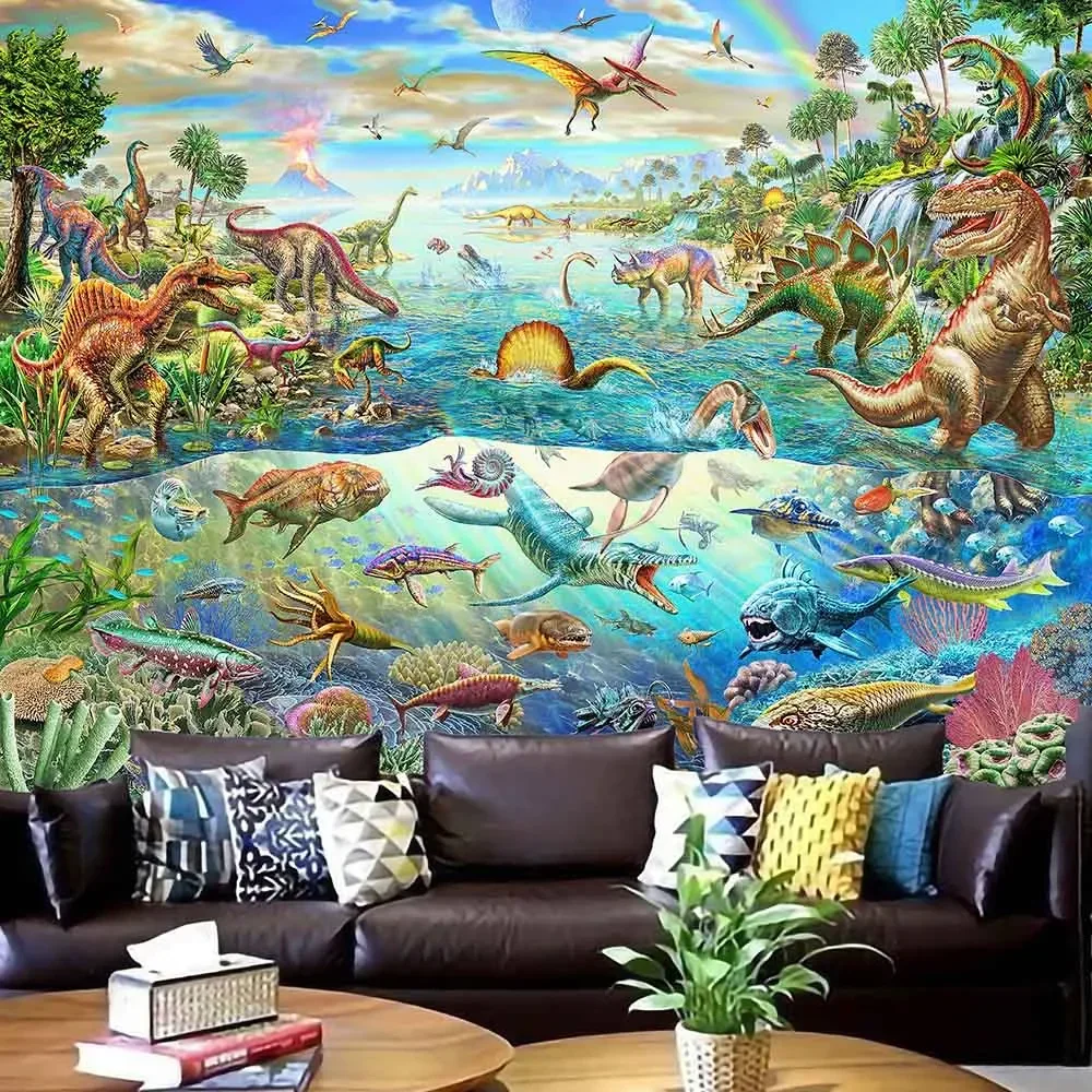 Настенный гобелен с рисунком динозавра украшение для дома животное в стиле
