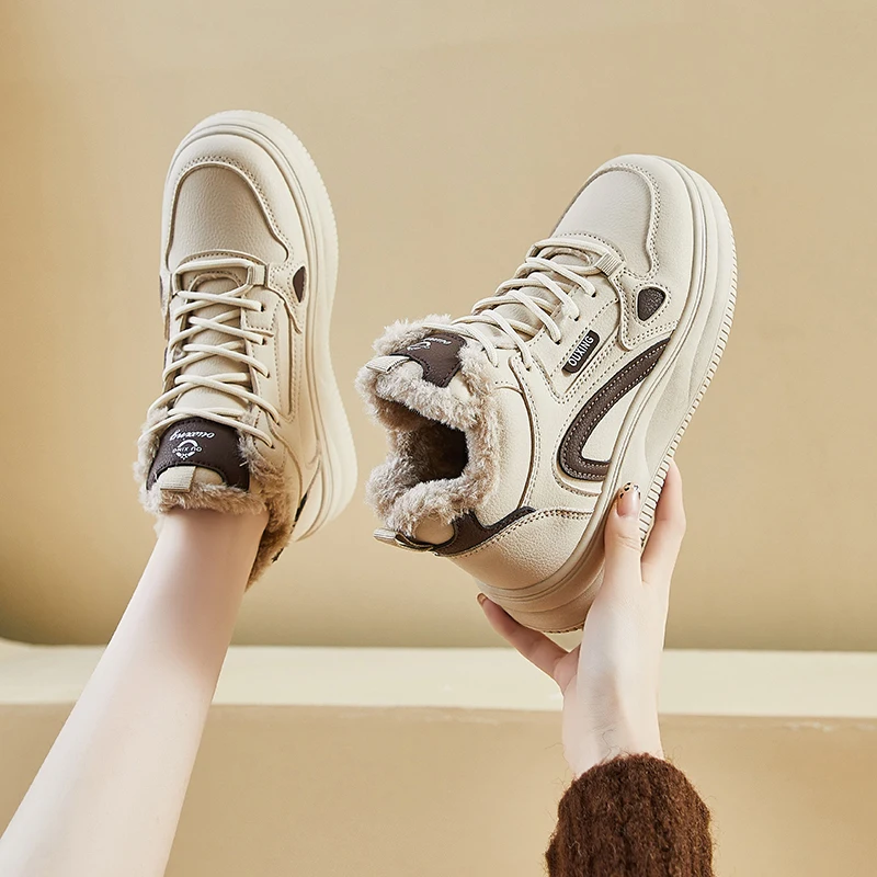 New women's high top plus cashmere cotton shoes fashion comfortable snow boots warm quality casual