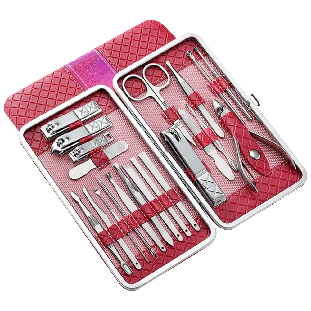 

21Pcs Professional Nail Tools Stainless Steel Nail Clipper Trimmer Nail File Set (Red) Ideas Acryl