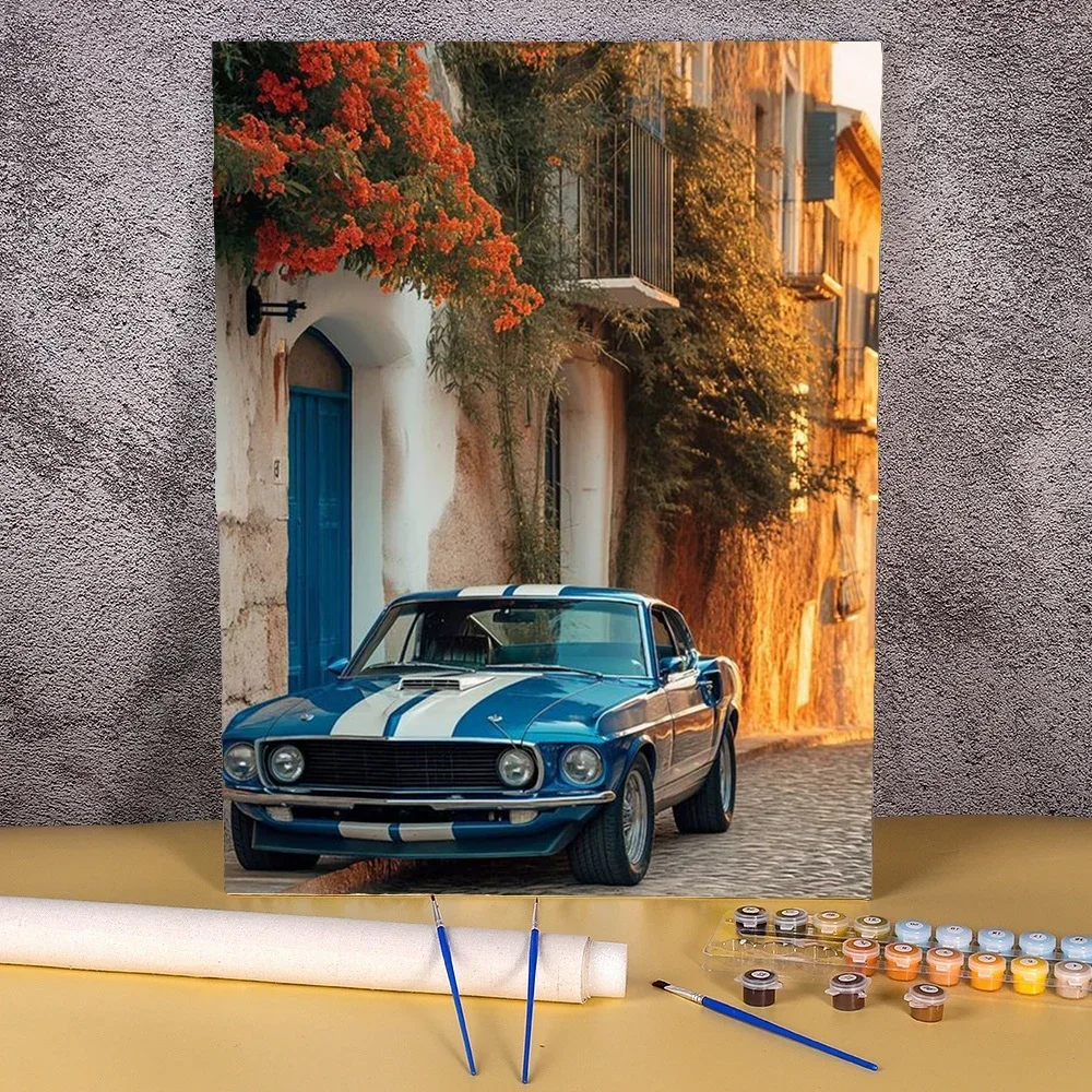 118258 Painting By Numbers Coloring For Adults Car Landscape Acrylic Paints Kits Handicraft Handiwork Art Picture Number Drawing