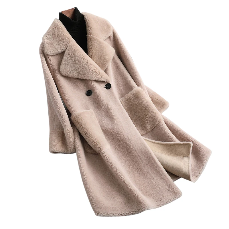 

PUDI Women Luxury Real Wool Fur Coat Jacket Winter Female Girl Real Sheep Shearing Parka Overcoat CT1124