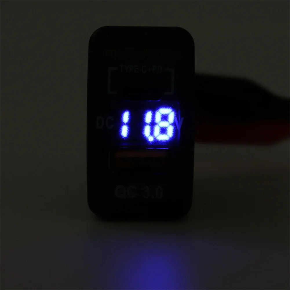 

Car Fast Charger Adapter Type-C USB For Toyota 4Runner Tundra RAV4 LED Voltmeter Dashboard Socket Fast Charger Adapter For Phone