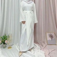 2022 ramadan mulsim robe abaya inner feminine tunic dress dubai wrinkled satin encrypted ice silk clothing