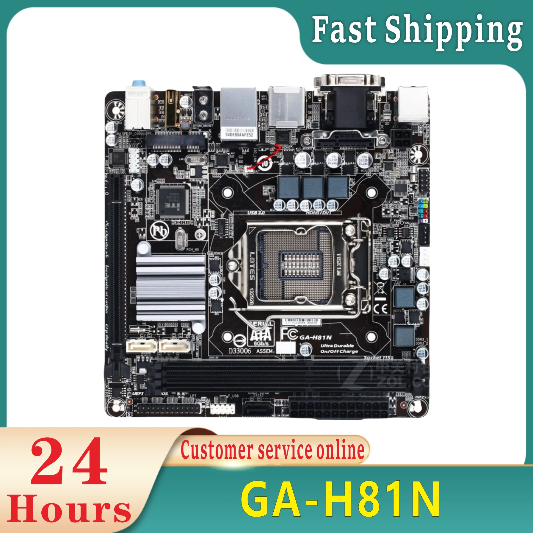 GA-H81N Mini ITX плата типа 17*17 H81 1150-контактный DDR3 16 ГБ с HDMI 100% тест