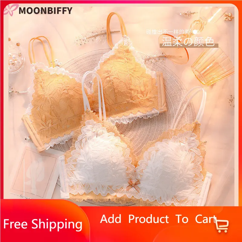 Japanese Style Bra Briefs Set Sexy Lace Underwear Fashion Push Up Comfort Brassiere New Small Bra Lingerie Without Steel Ring