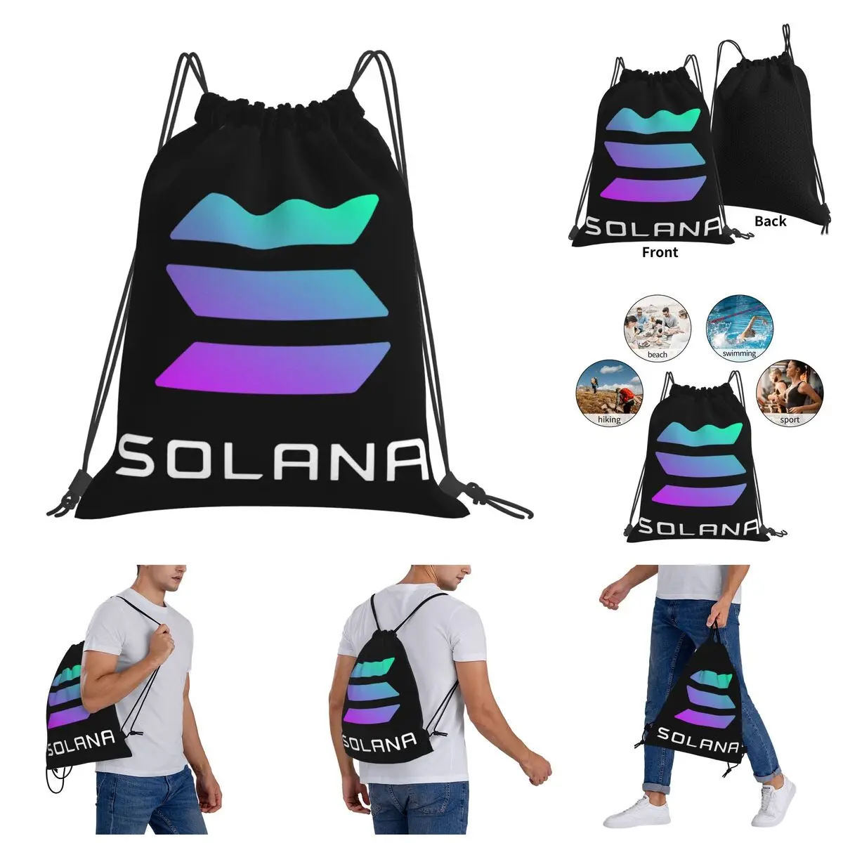 

Field pack Solana SOL Casual Classic Drawstring Bags Gym Bag Backpack