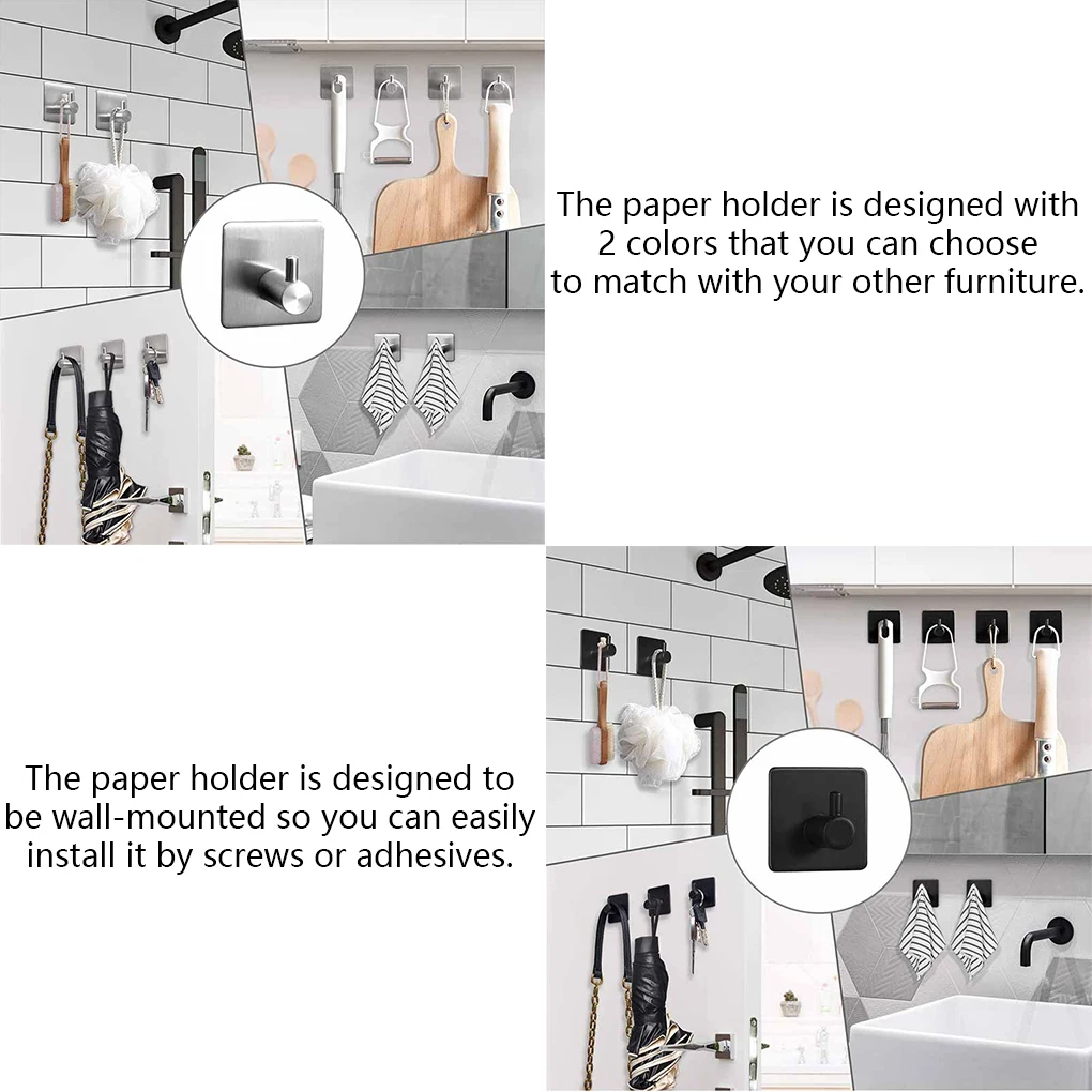 

Stainless Steel Toilet Paper Holder Anti-rust Waterproof Wall-mounted Office Building Tissues Phone Stand Bracket Silver