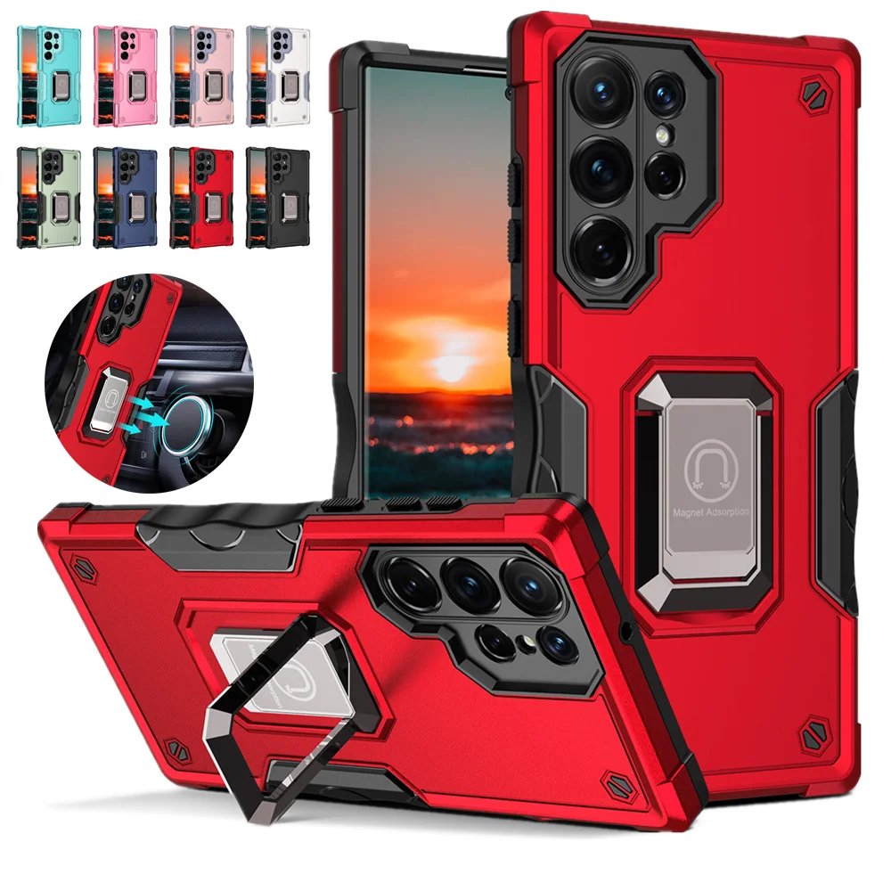 

Для Samsung Galaxy S22 S21 S21 Ultra S20FE A53 A73 A13 A23 A22 A03S военный противоударный металлический магнитный автомобильный чехол для телефона