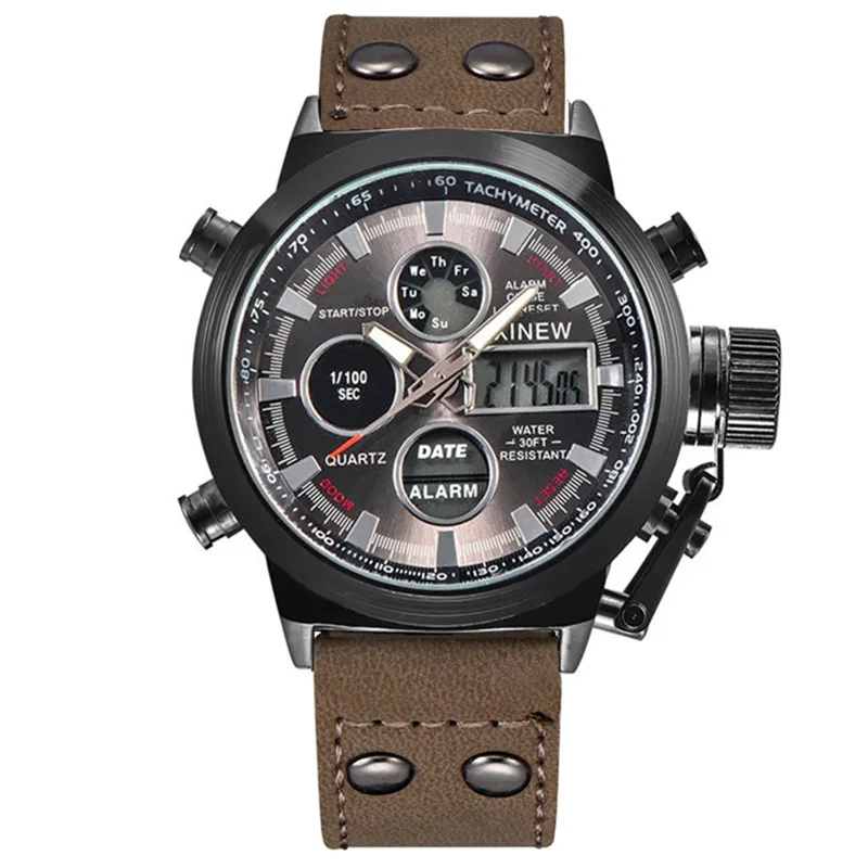 XINEW Мужские Дизайнерские Спортивные Кварцевые Часы С Кожаным Ремешком