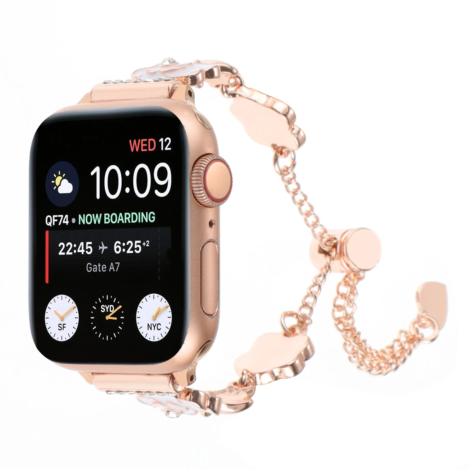 Metal strap for Apple watch band camellia bracelet chain fashion iwatch87654321SE38 40 41 42 44 45 49MM women sweet flower wrist