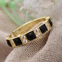 new arrival 30 silver plated sweet yellow gold color black crystal ladies engagement ring jewelry for women cheap gifts