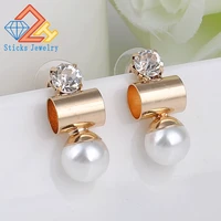 fashion trendy double sides pearl earring two ball stud earrings