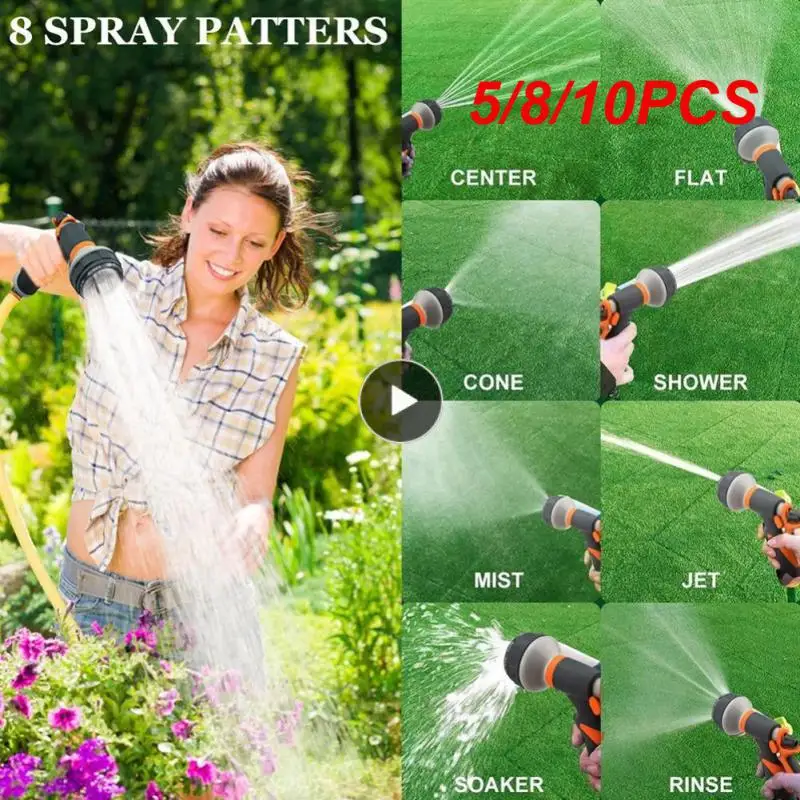 

5/8/10PCS Sprinkle Nozzle Garden Plant Lawn Yard Watering Portable High Pressure Water Gun 8 Modes Watering Nozzle Watering Gun