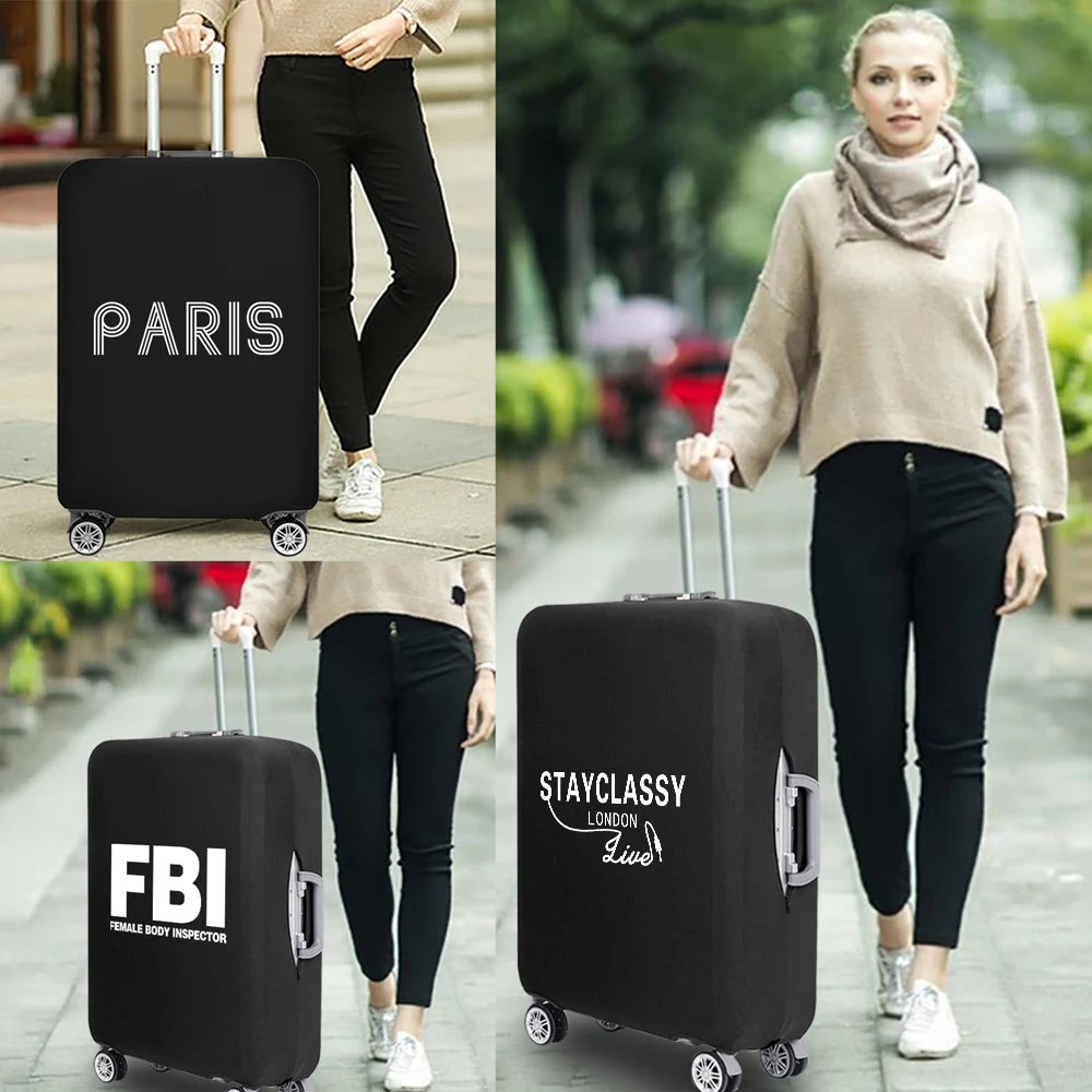 Letter Printing Luggage Protective Cover Suitcase Case Travel Accessorie Trolley Elastic Dust Cover Apply To 18-32inch Suitcase