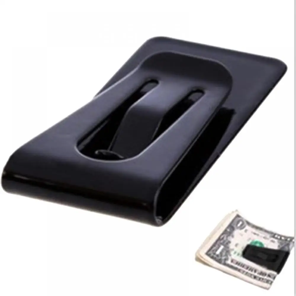 

Black Pocket Mini Mens Crafts Bookmark Stainless Steel Money Cash Ticket Id Clip Holder Silver Card Wallet Ornaments Slim Card