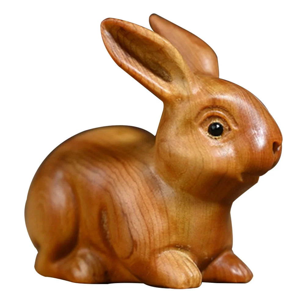 

Bunny Rabbit Decor Statue Sculpture Garden Figurine Craft Ornament Zodiac Exquisite Home Desktop Tea Pet Adorn Carved